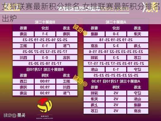 女排联赛最新积分排名,女排联赛最新积分排名出炉