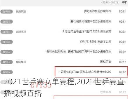 2021世乒赛女单赛程,2021世乒赛直播视频直播