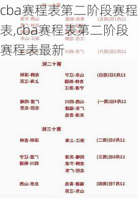 cba赛程表第二阶段赛程表,cba赛程表第二阶段赛程表最新
